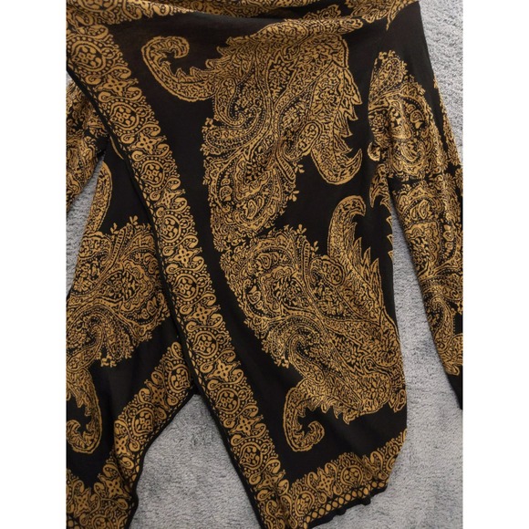 J Jill Cardigan Open Front Black Gold Baroque Print Long Sleeve Cotton Sz S - Picture 4 of 7